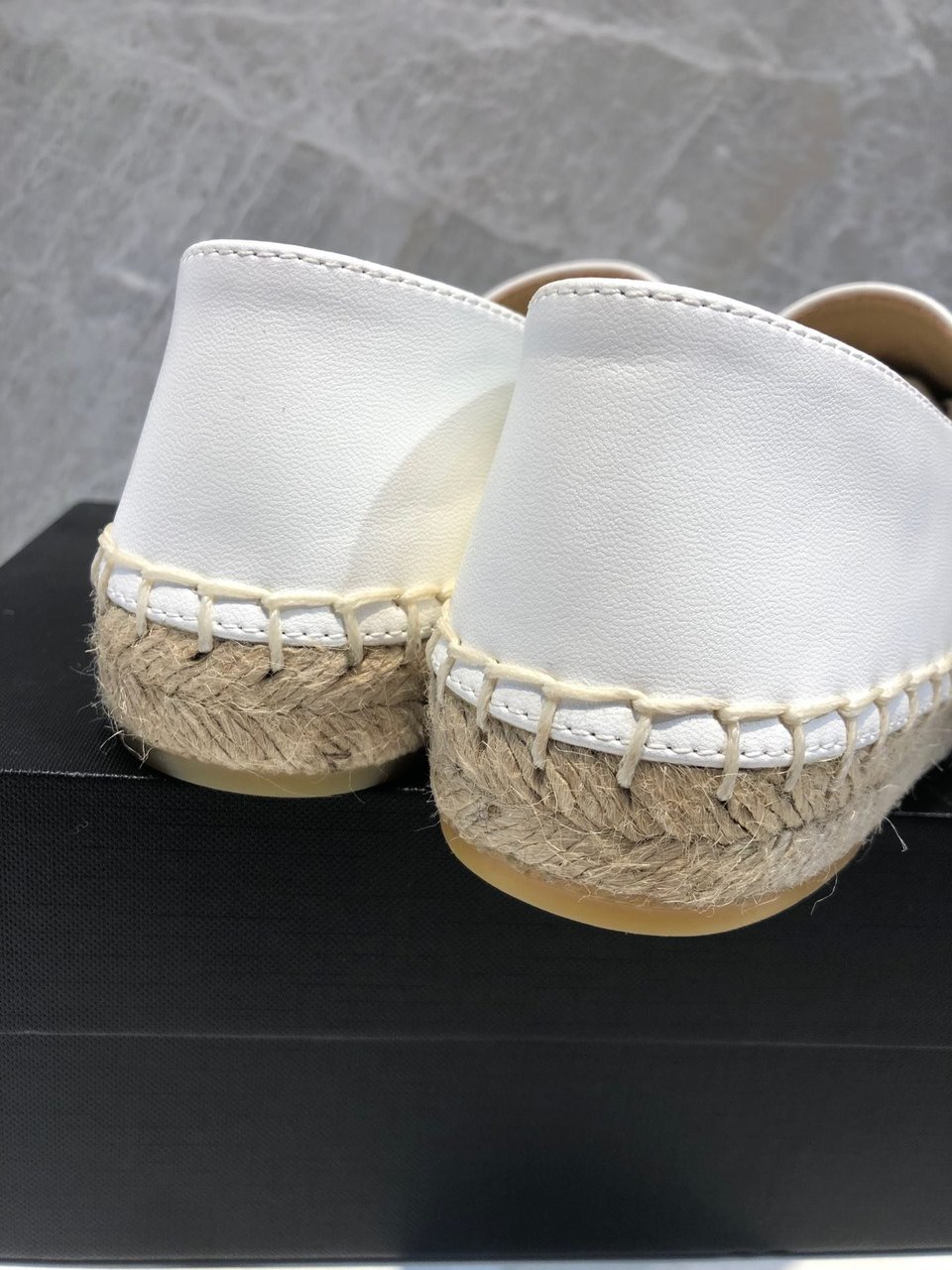 Chanel Embroidered Espadrille Leather Cap Toe Flats White view 9