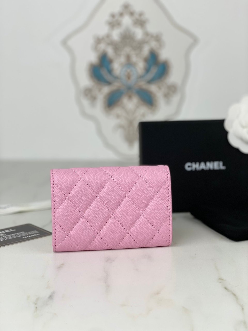 Chanel Flap Card Holder 11 Pink Grained Calfskin Gold Icon view 7