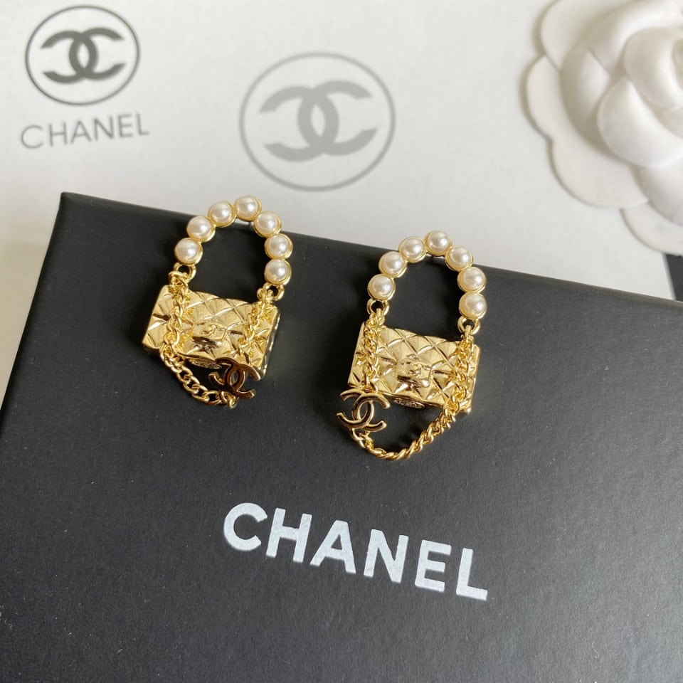 Chanel Lock Gold Earrings view 6