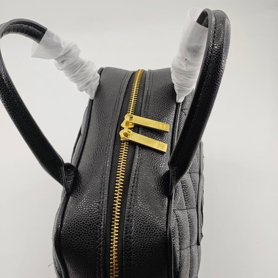 Chanel Quilted Caviar Small Bowler Satchel Black 25Cm/9.8in view 6