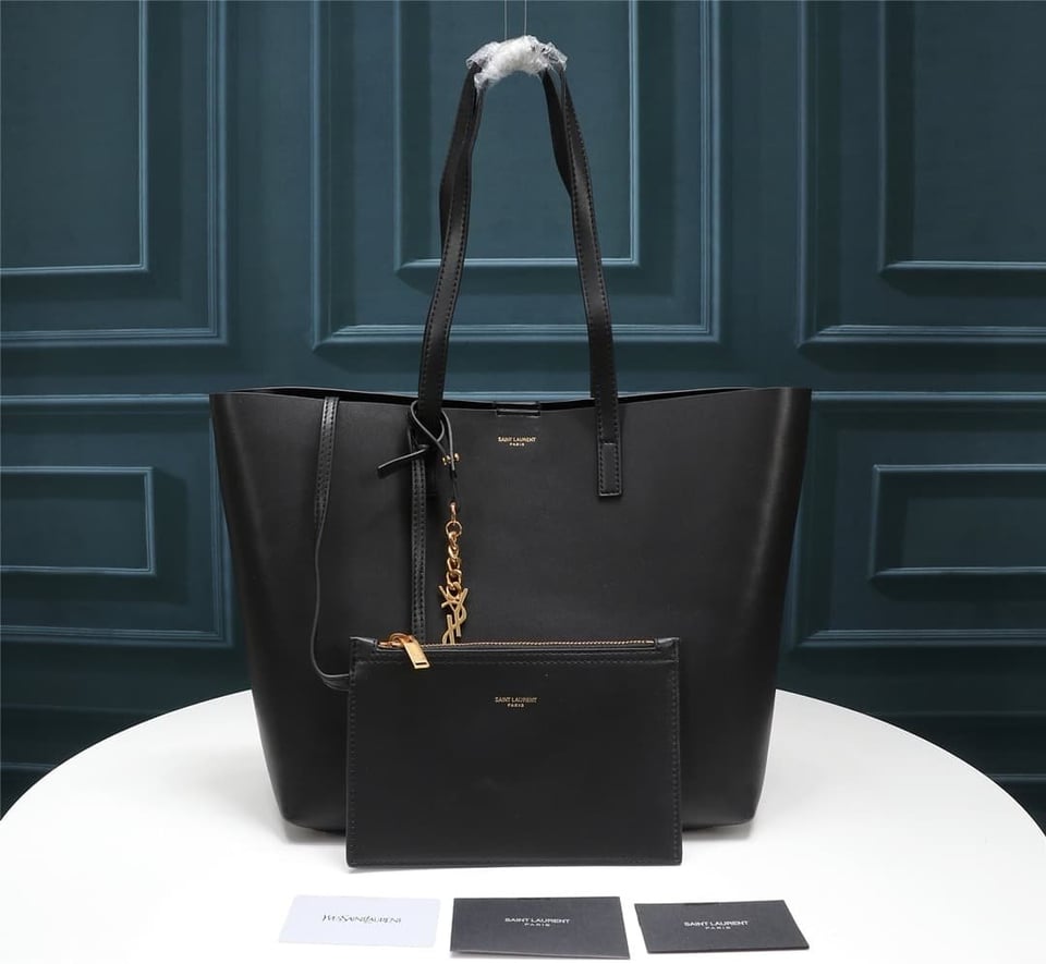 Saint Laurent Shopping Tote Black Leather 33Cm view 7