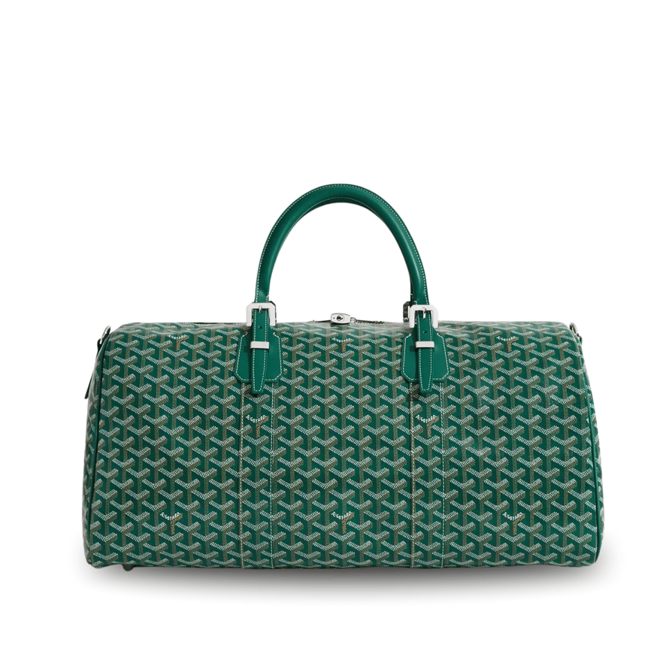 Goyard Boston 50cm Bag Green Goyardine Canvas And Calfskin Trim