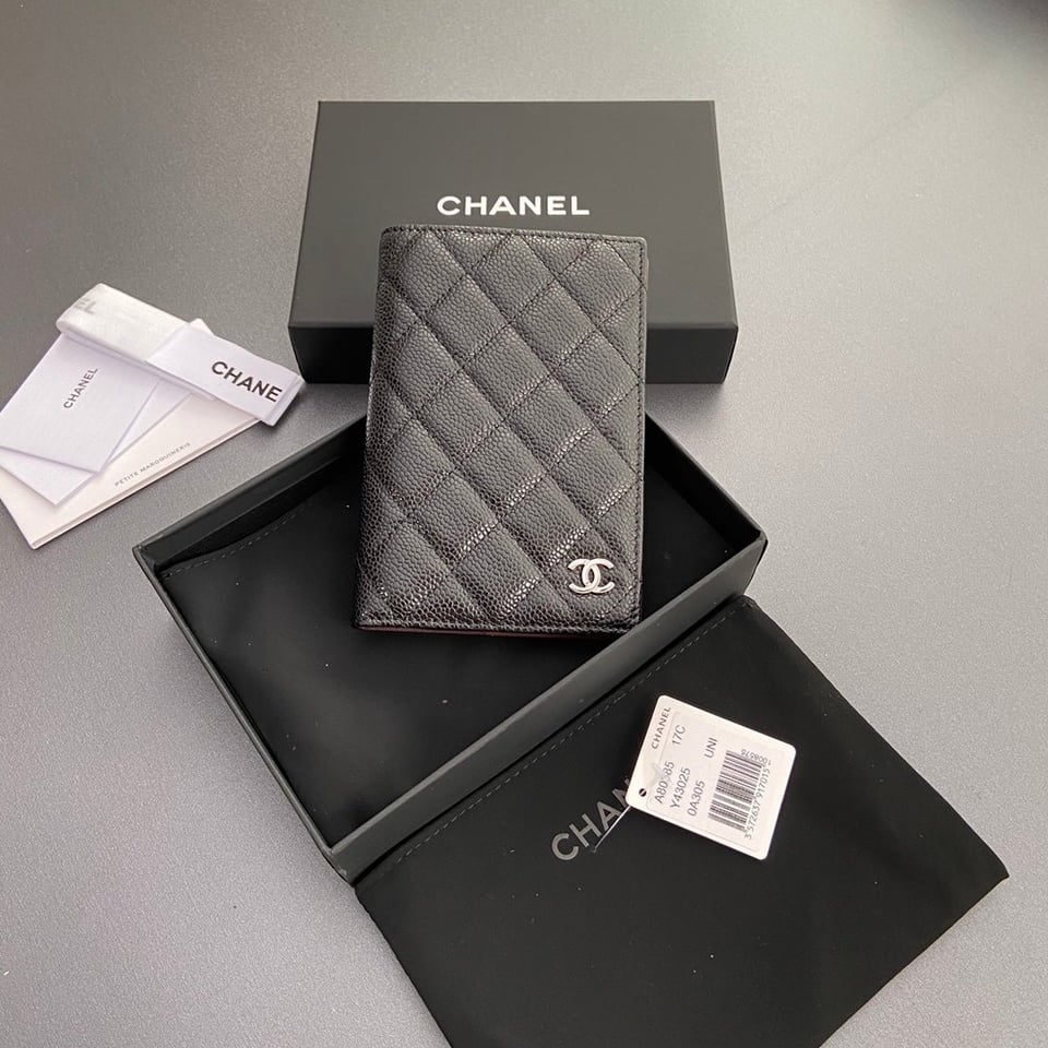 Chanel Passport 10Cm Black Cavair Silver Hardware view 7