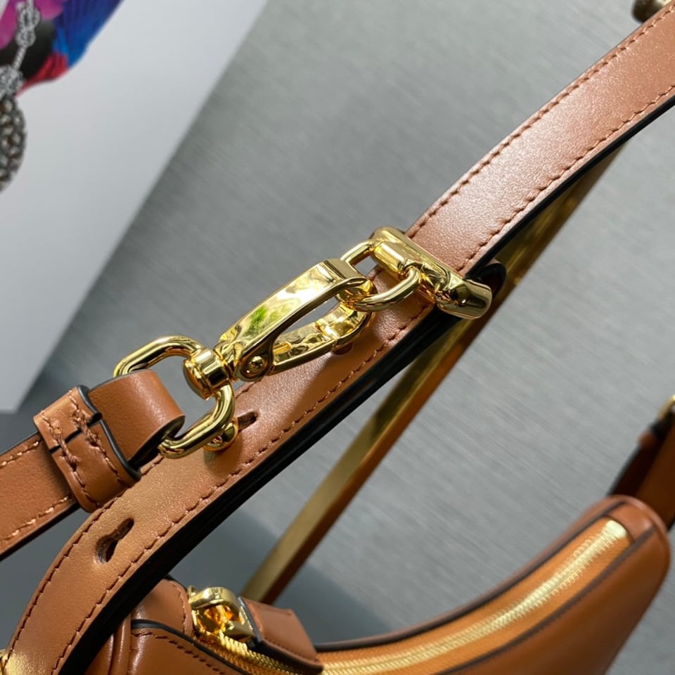 Prada Arqué Leather Shoulder Bag Cognac 22.5cm view 7