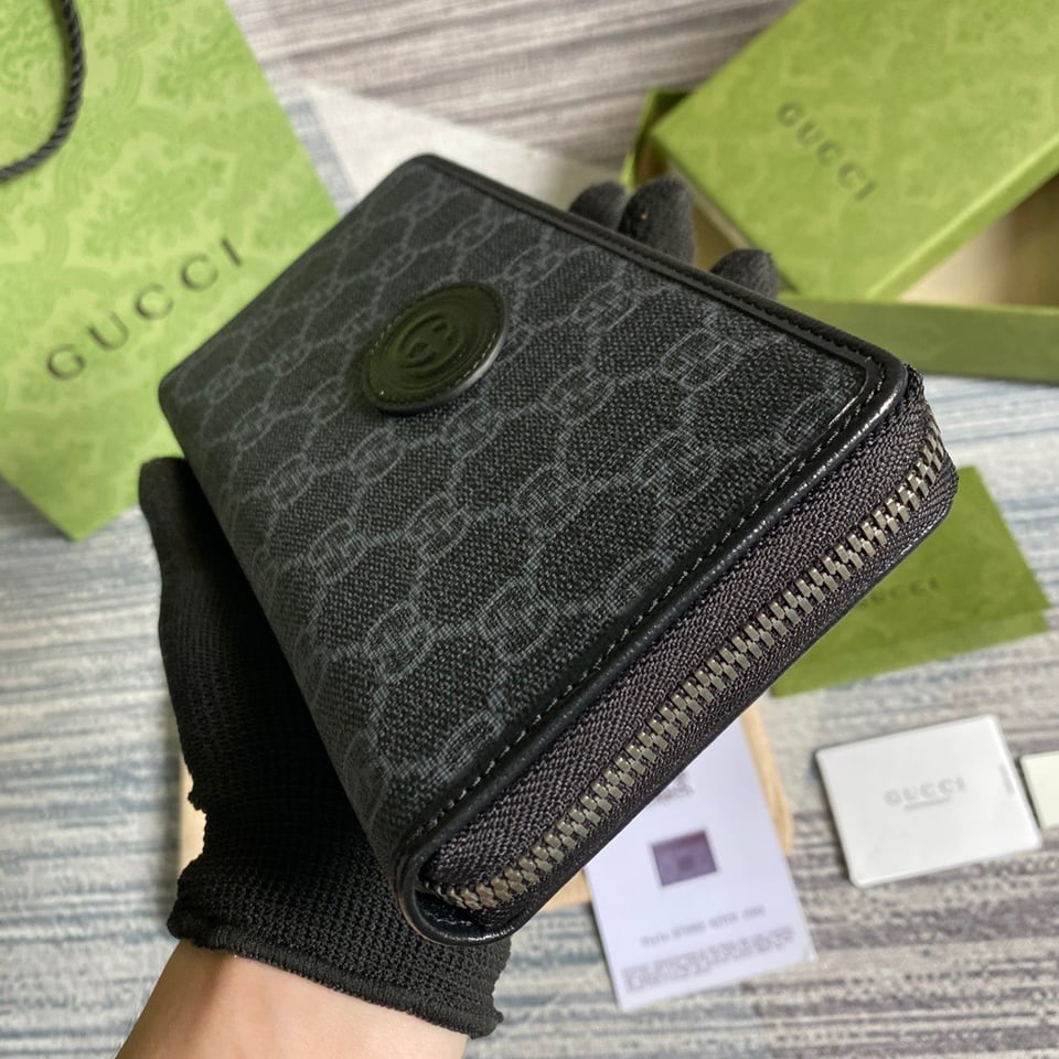 Gucci Ophidia GG Zip Around Wallet With Interlocking G Black 8in/19cm For Men view 8