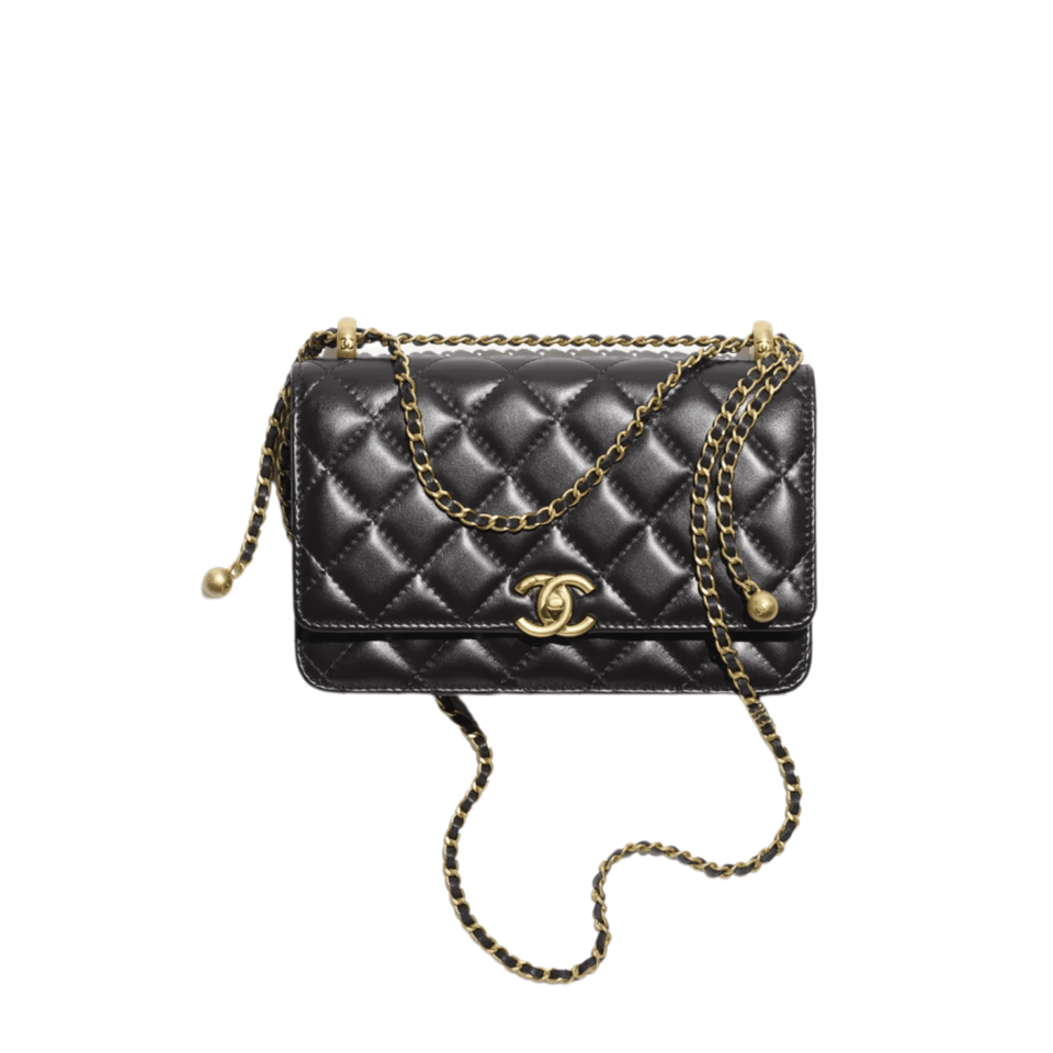 Chanel Shiny Calfskin &amp; Gold-Tone Metal Black 19.2cm/7.6in view 2