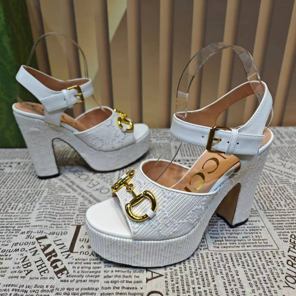 Gucci Horsebit Platform Sandal Gg Embellished ?White view 4
