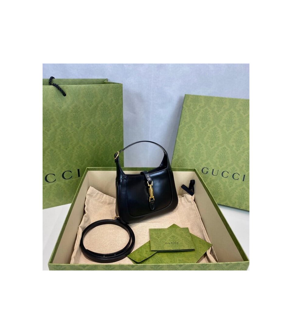 Gucci Jackie 1961 Mini Hobo Bag In Black Leather 19cm view 10