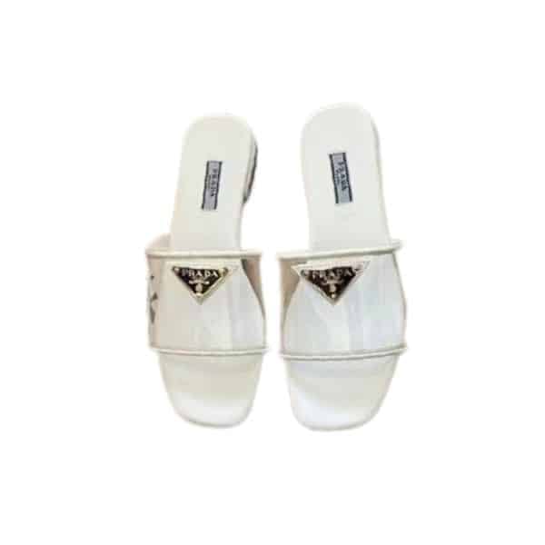 Prada Logo Plaque Slip On White view 2