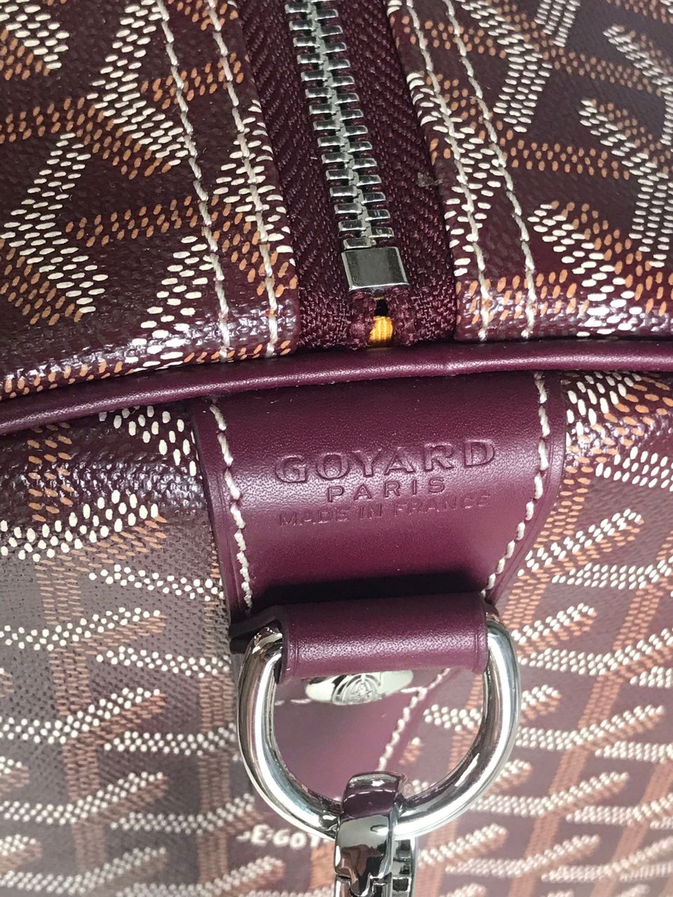 Goyard Boston 50 Bag Cm Wine Red Goyardine Canvas And Calfskin Trim view 4