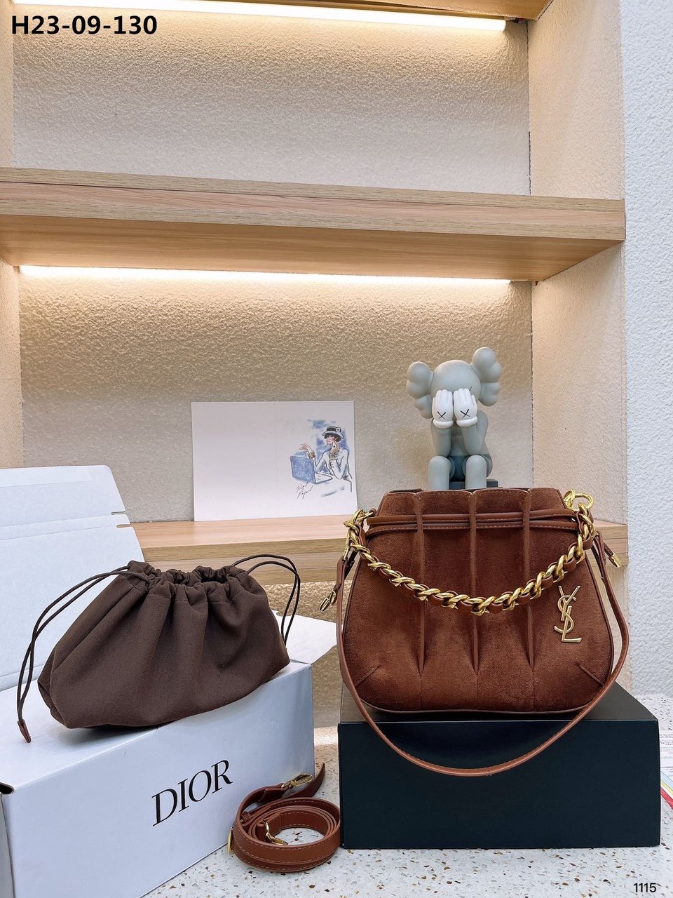Saint Laurent Bucket Bag Brown 23Cm view 3