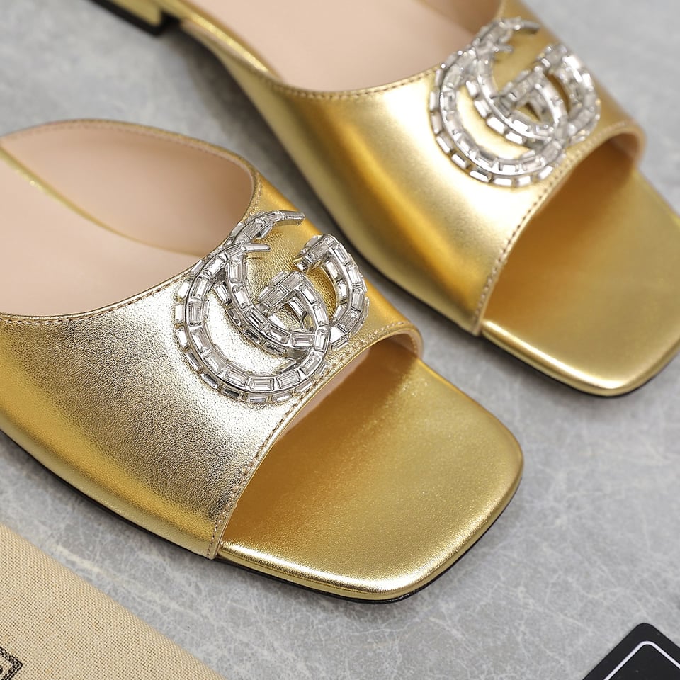 Gucci Gg Crystal Slippers Gold view 4