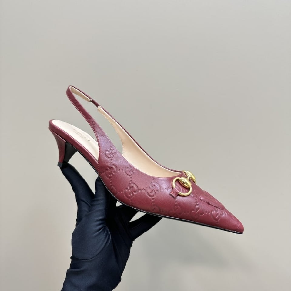 Gucci Women’S Horsebit Slingback Pump Gg Leather Rosso Ancora Red view 8