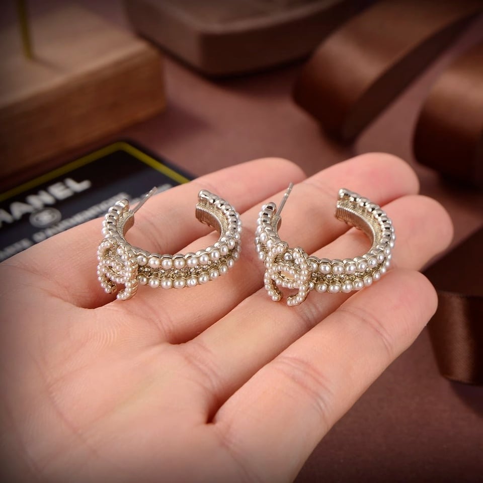 Chanel Metal Strass Earrings view 3