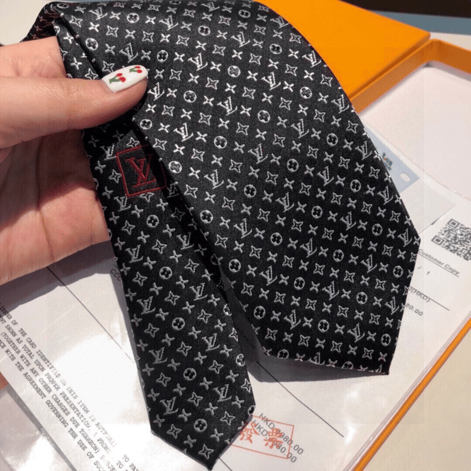 Louis Vuitton Monogram Classic Black Canvas Tie For Men view 6