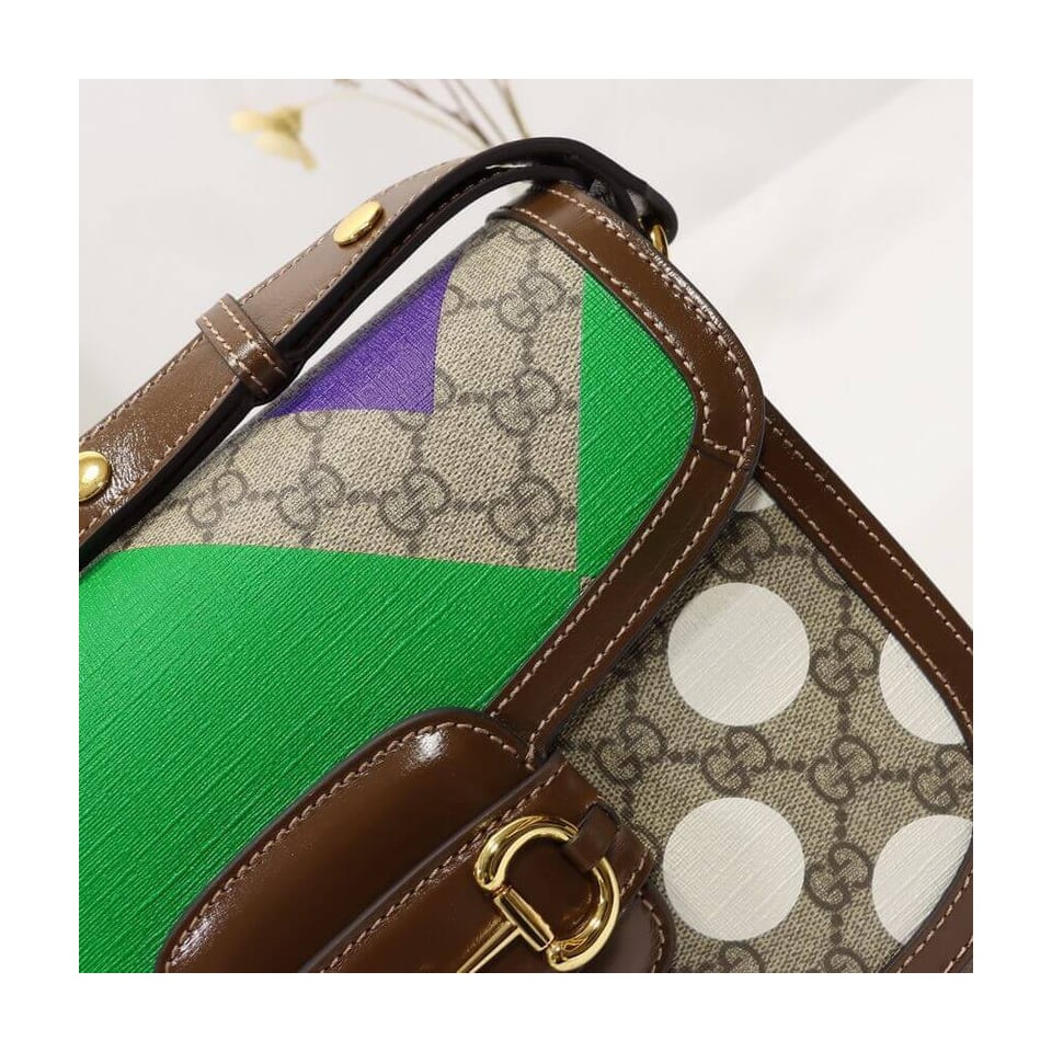 Gucci Horsebit 1955 Shoulder Bag With Geometric Print view 8