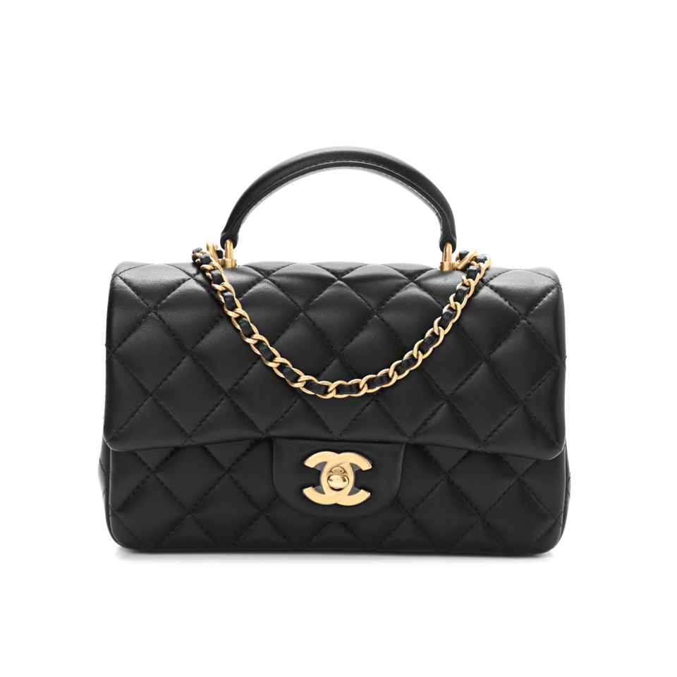 Chanel Mini Flap Bag With Top Handle Black 20Cm As2431