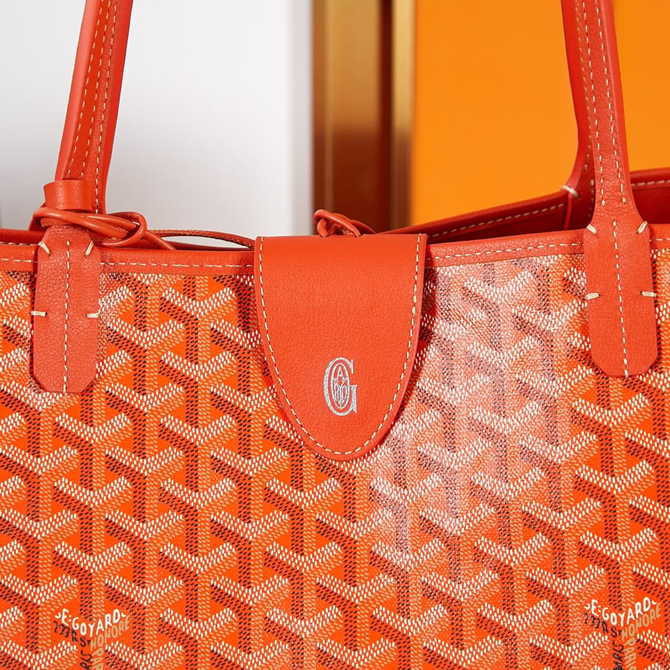 Goyard Saint Louis Gm 40 Orange Canvas Chevroches Calfskin view 4