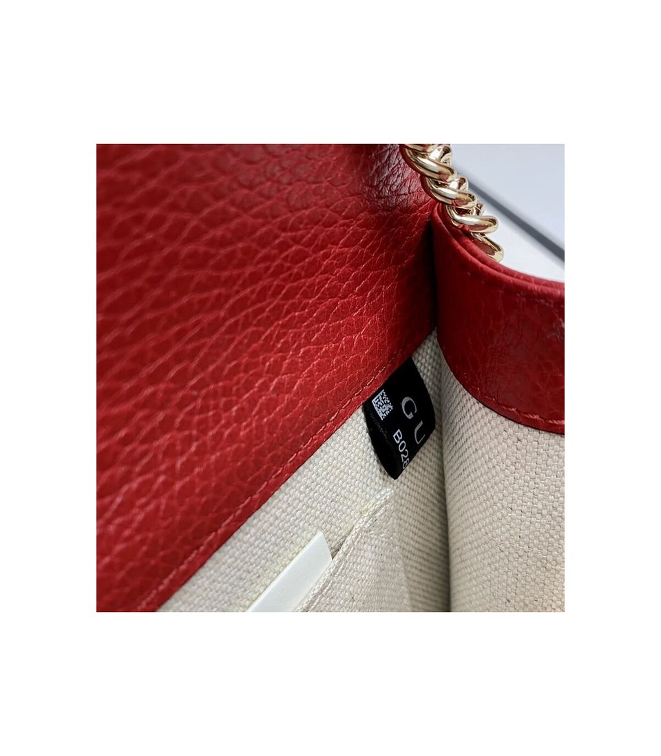 Gucci Interlocking Chain Leather Cross Body Bag Red 25cm view 17