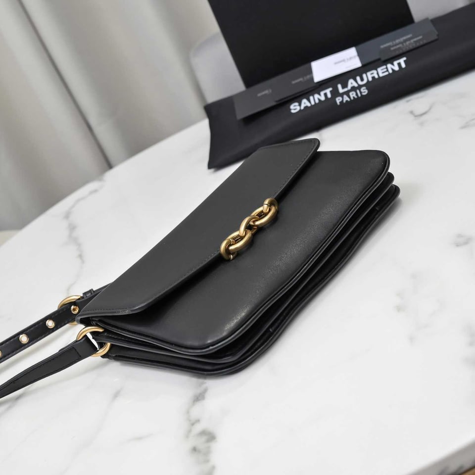 Saint Laurent Le Maillon Satchel In Smooth Leather Black view 4