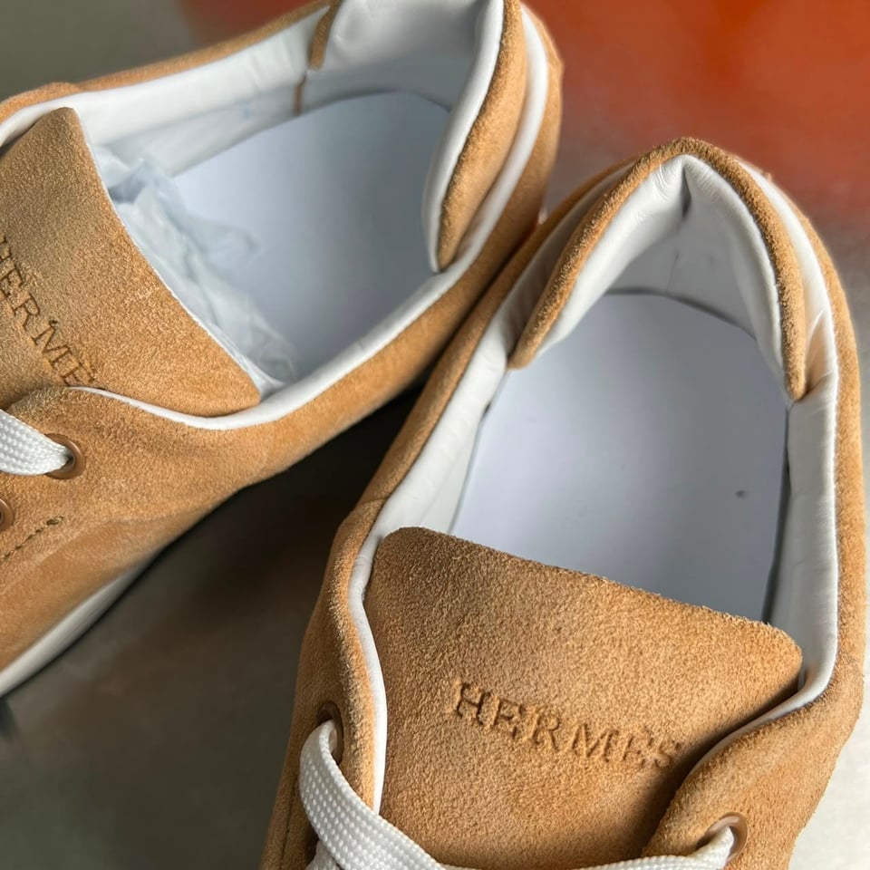 Hermes Kid Sneakers Beige Sable Color Goatskin H251933ZHC9400 view 4