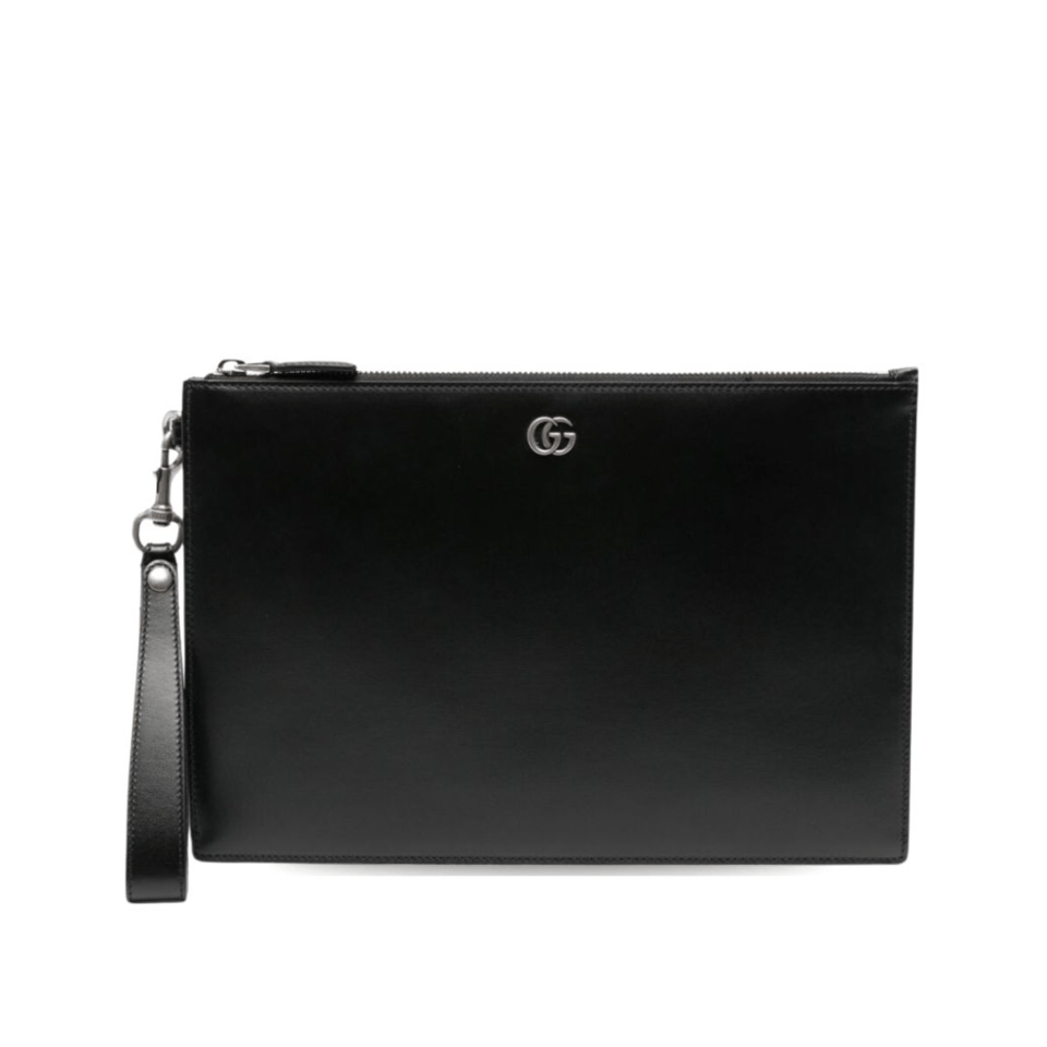 Gucci Marmont Pouch in Black with Gold Toned Hardware 12in/31cm For Men