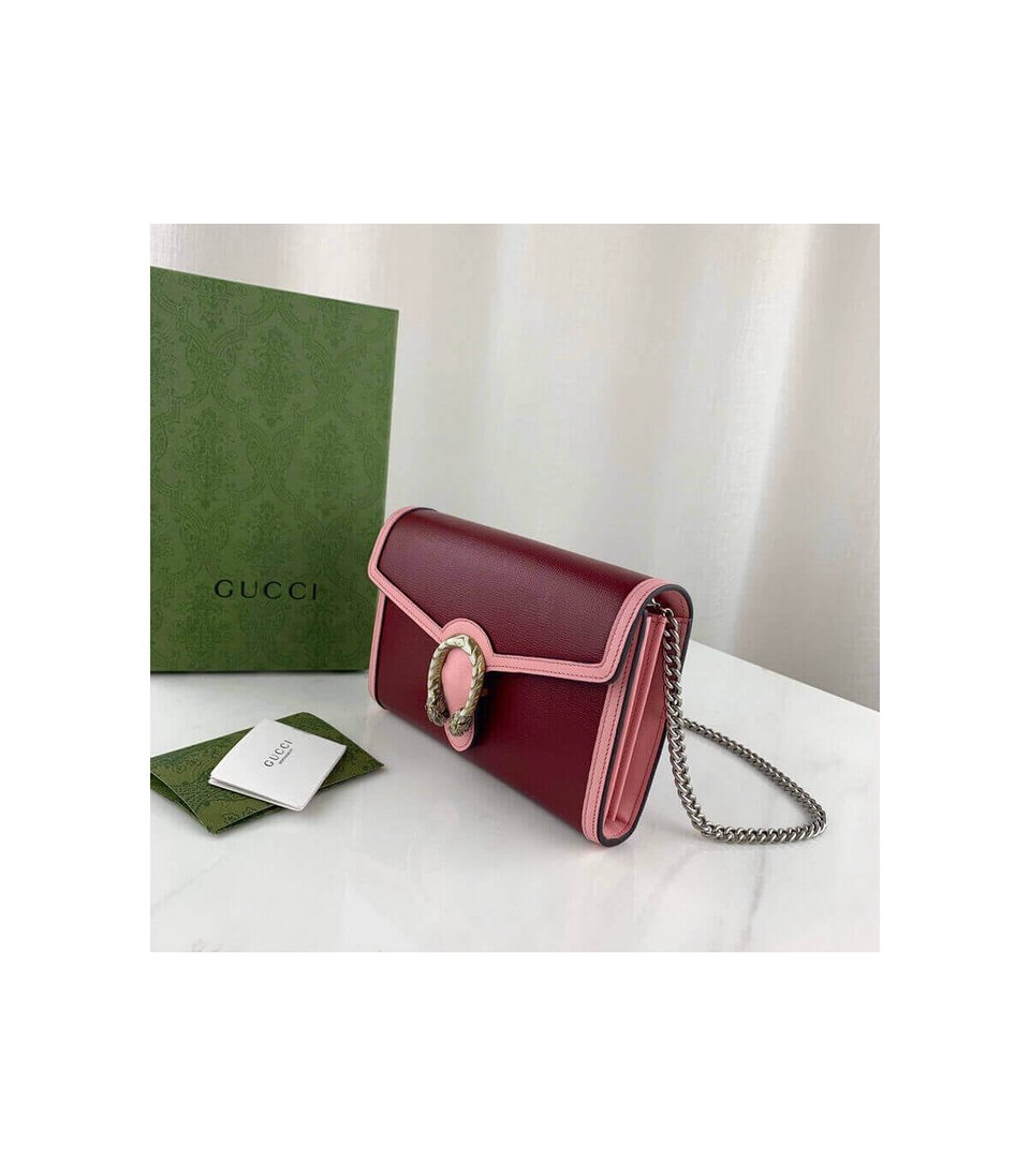 Gucci Dionysus Mini Chain Bag in Red and Pink Leather 20cm view 6
