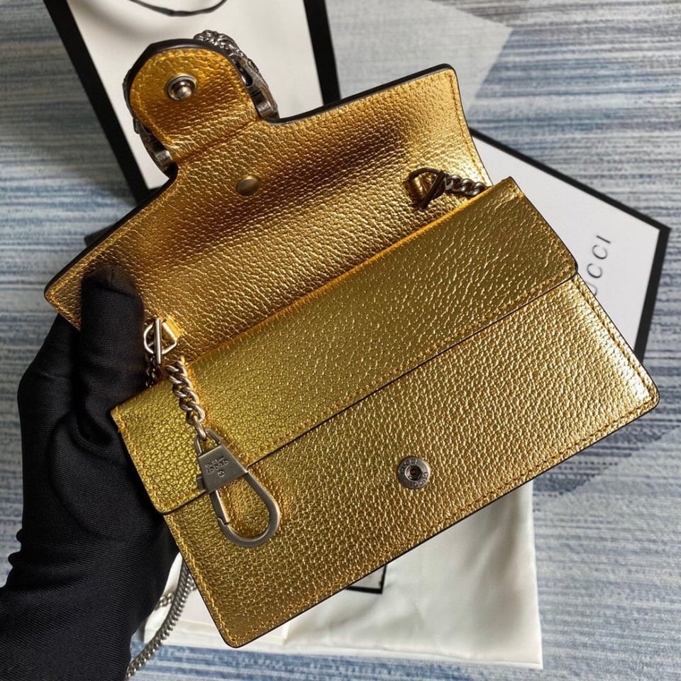 Gucci Dionysus Super Mini Bag in Gold view 7