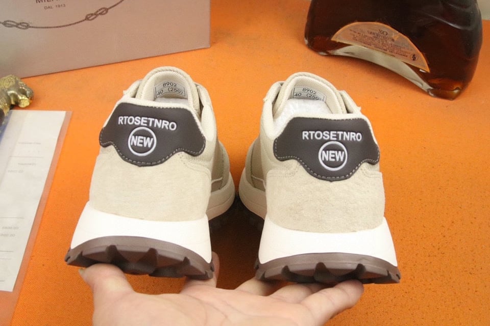 Prada Men?S Sneakers Suede With Stripe Beige view 9