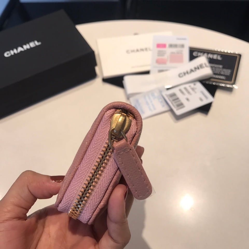 Chanel Zipped Caviar Purse 11 Peach Calfskin Gold Icon view 9
