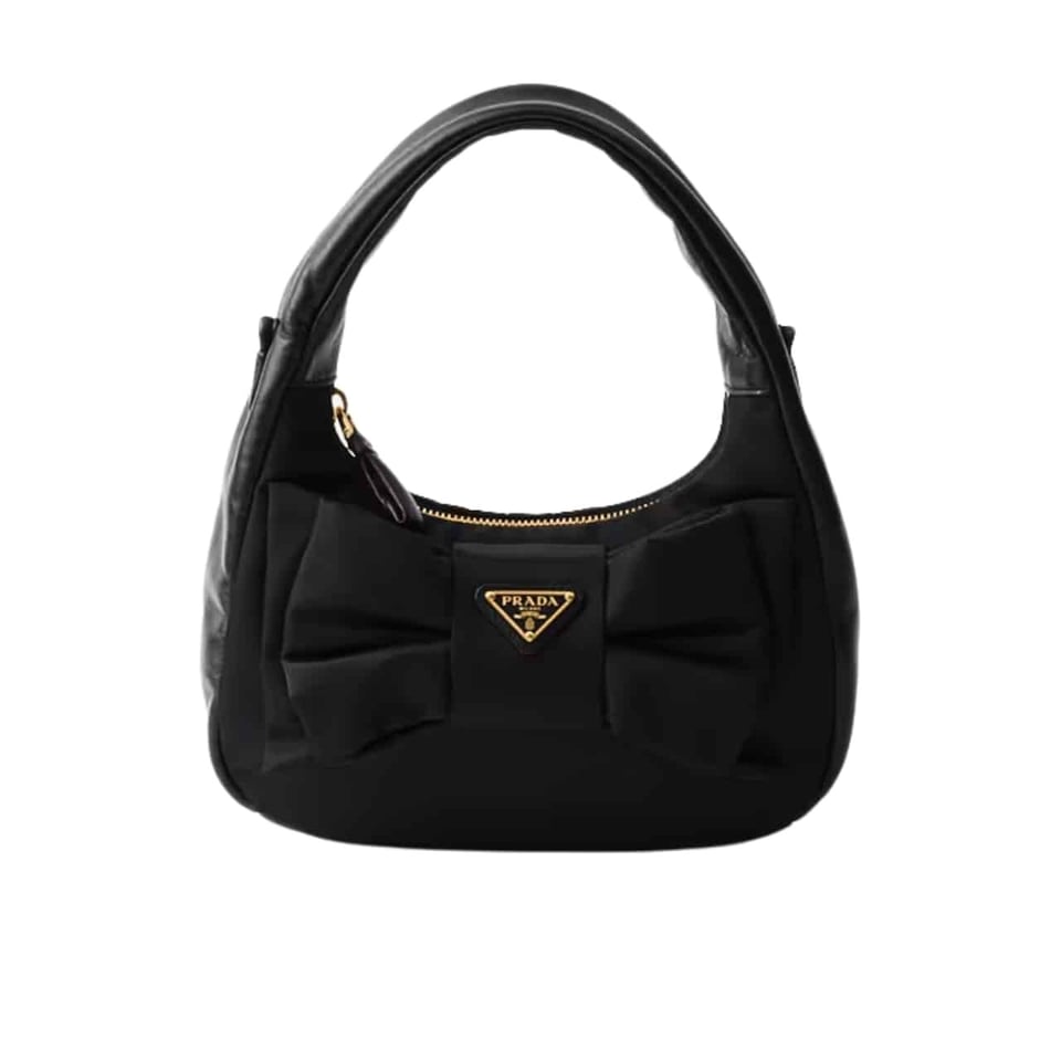 Prada Re Nylon And Nappa Leather Mini Bag With Bow Black 20Cm view 2