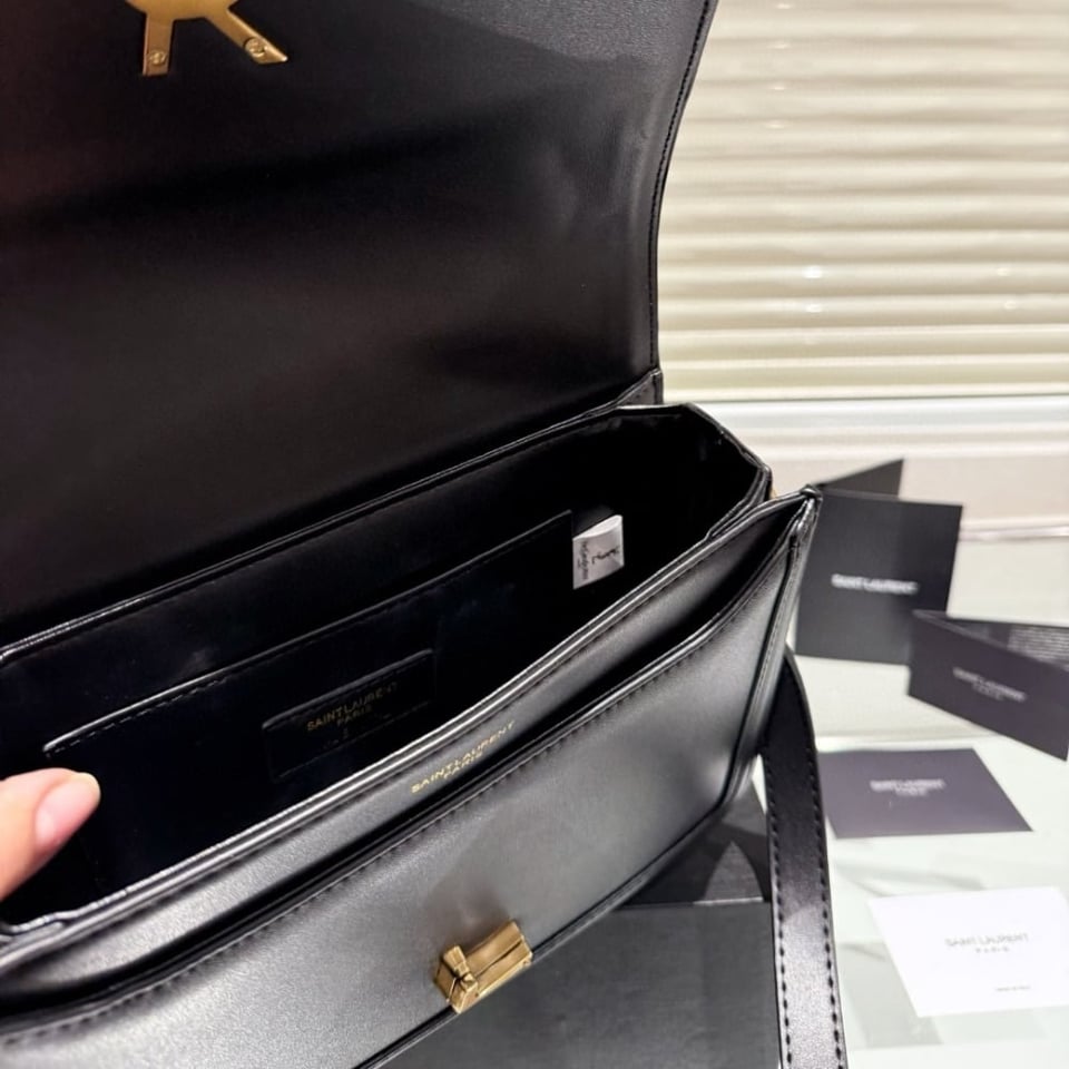 Saint Laurent Solferino Medium Satchel In Box Leather Lining Black 23Cm view 9