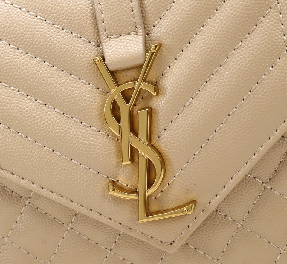 Saint Laurent Envelope Small Bag In Mix Matelasse Grain De Poudre Embossed Beige view 6