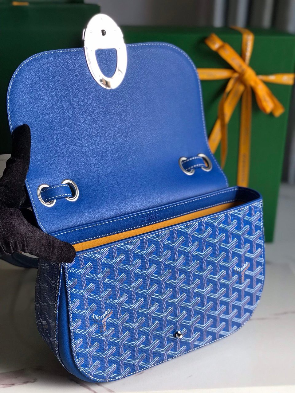 Goyard 233 Bag 25 Cm Sapphire Blue Calfskin And Goyardine Canvas 25cm view 5