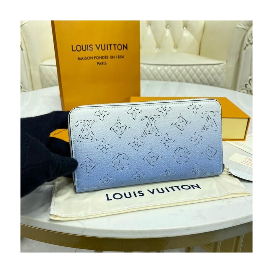Louis Vuitton Zippy Wallet in Blue Gradient Mahina Perforated Leather view 4