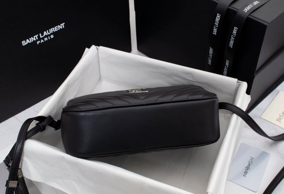 Saint Laurent Lou Camera Bag In Quilted Black Silver Leather 23Cm view 5