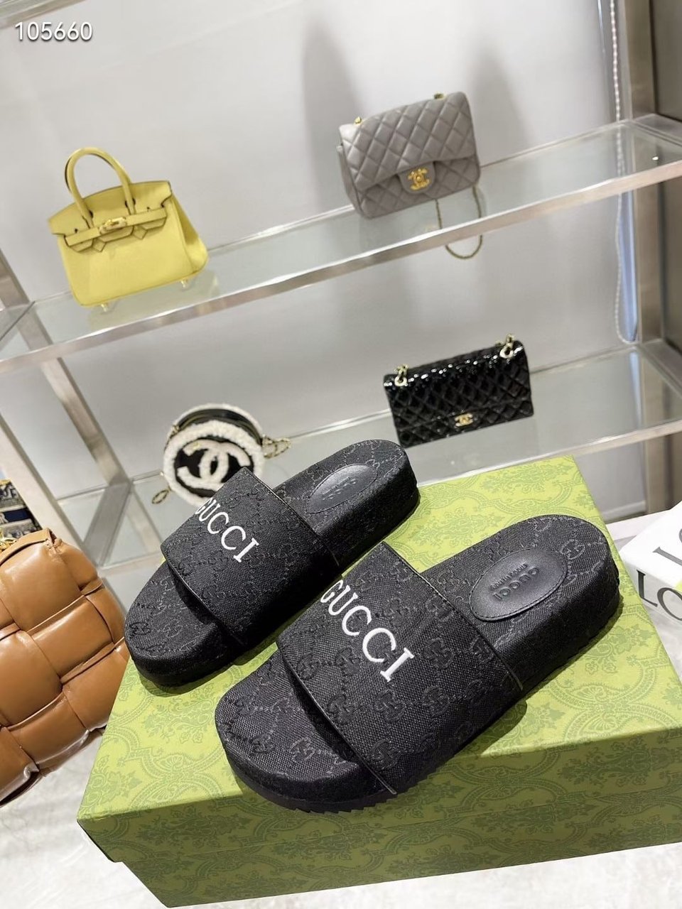 Gucci Women’S Gg Canvas Slide Sandal Black view 6