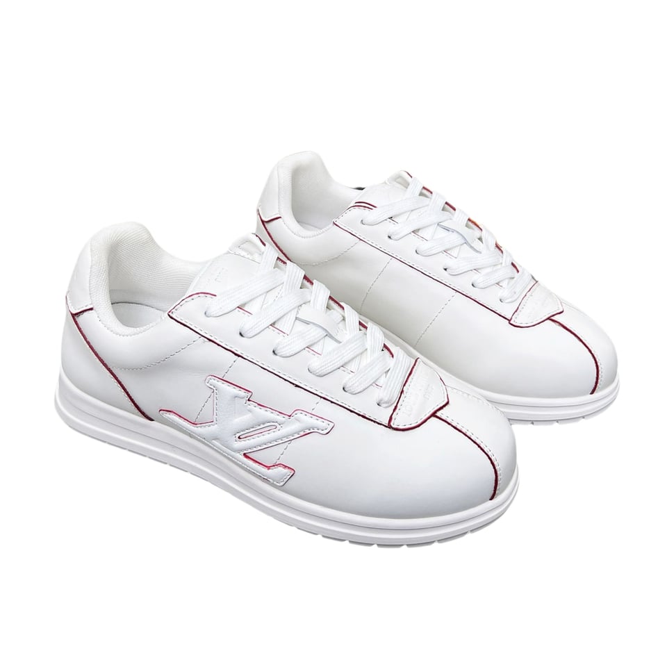 Louis Vuitton LV White Sneakers with Red Stitching – Women’s Shoes view 2