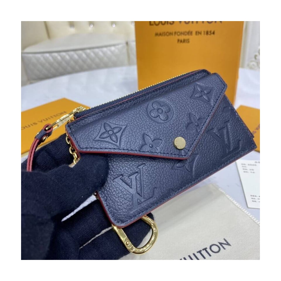 Louis Vuitton Monogram Empreinte Card Holder Recto Verso Blue view 3