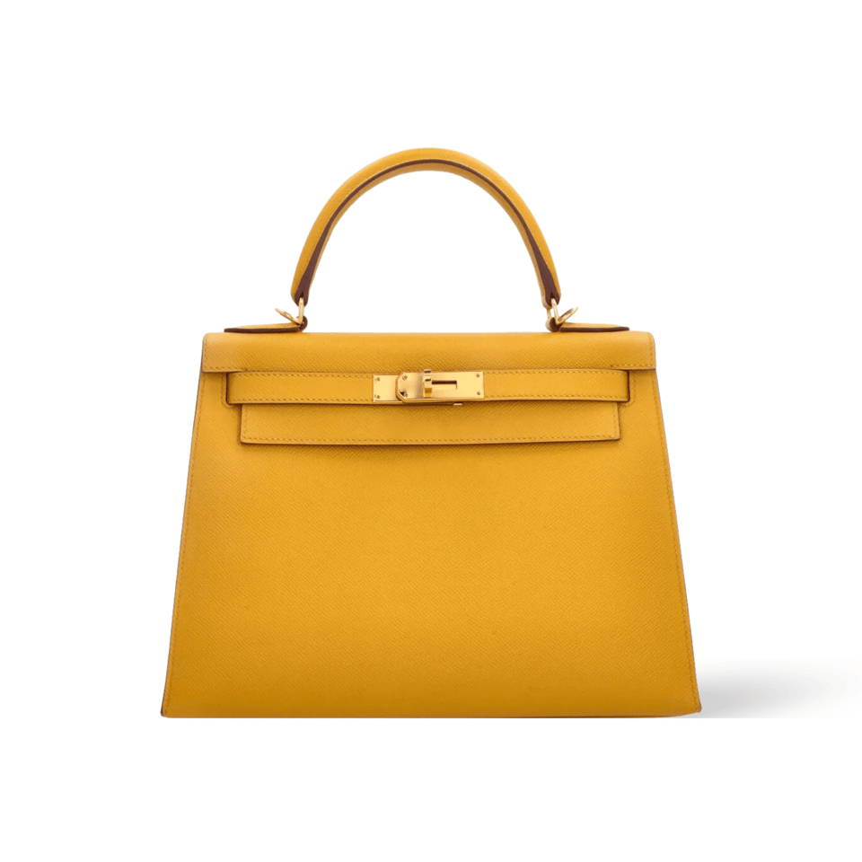 Hermes Kelly 28 Bag In Jaune Ambre Leather For Women 28cm/11in view 2