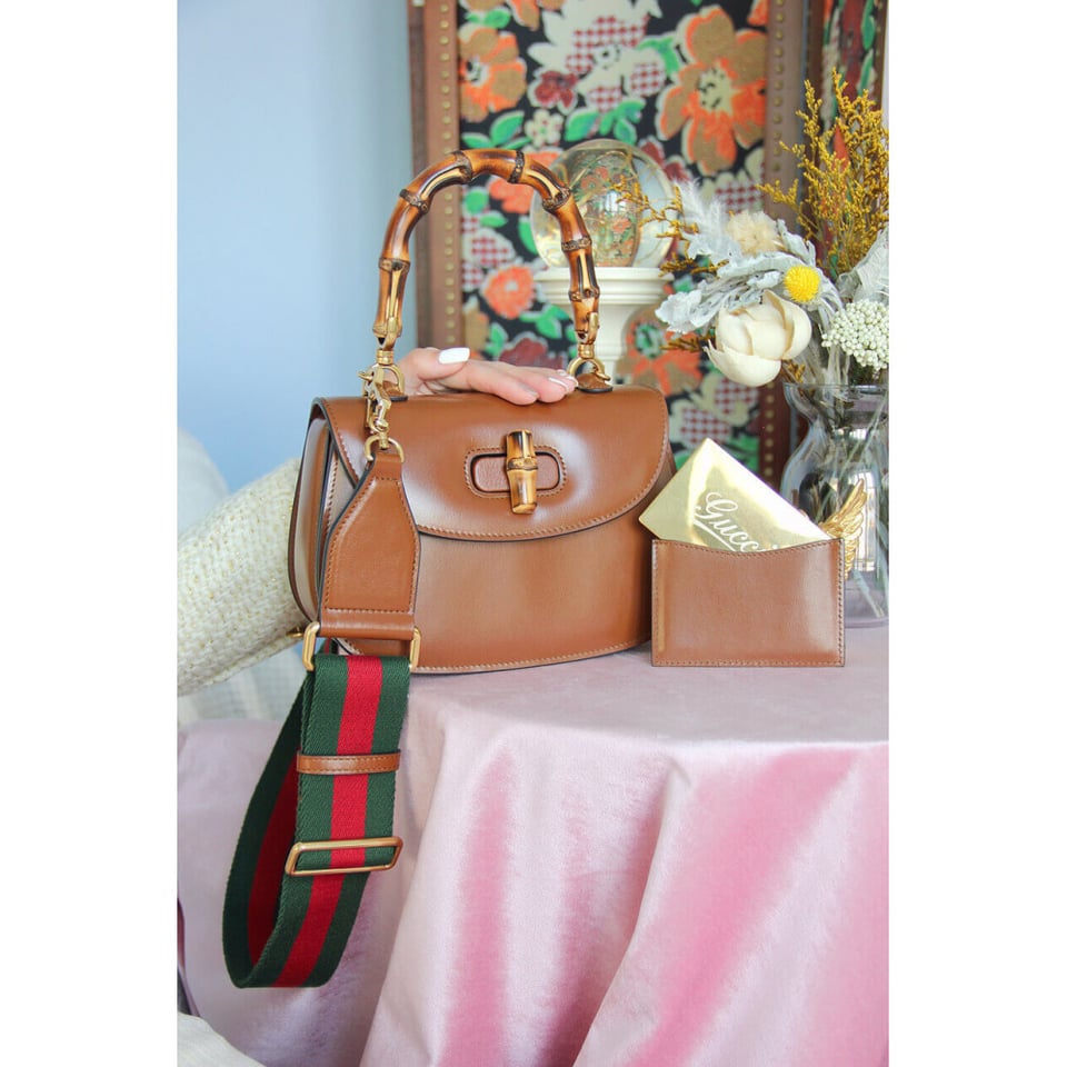 Gucci Small Top Handle Bag with Bamboo Cuir view 6