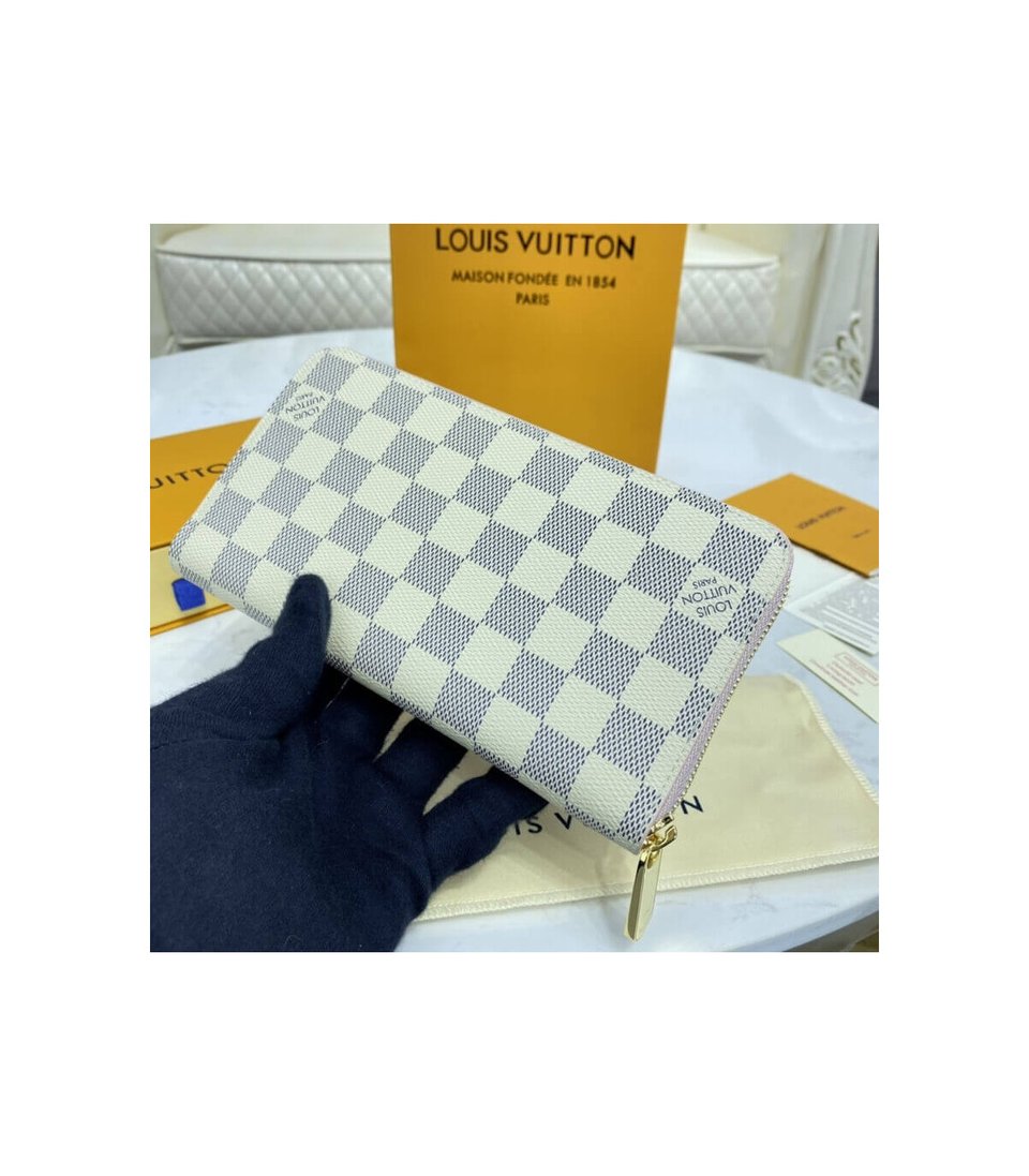 Louis Vuitton Damier Azur Zippy Wallet Pink view 6