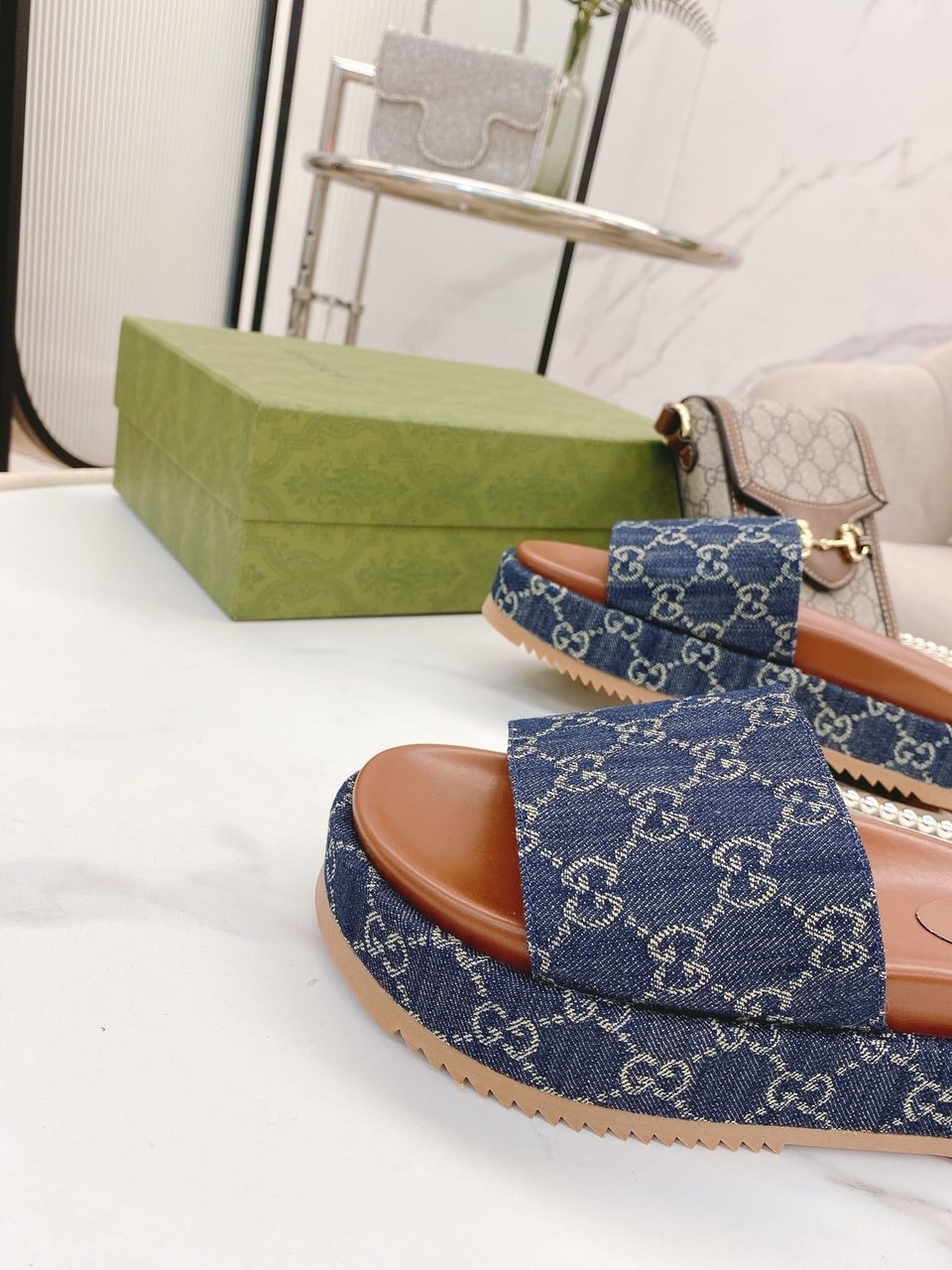 Gucci Women’S Platform Slide Sandal Blue ?623212 2Kq00 4402 view 3