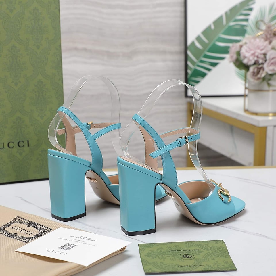 Gucci Women’S Horsebit High Heel Sandal Blue ?771600 C9D00 4728 view 9