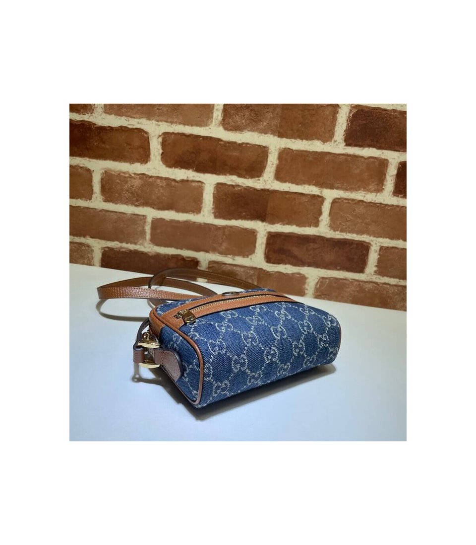 Gucci Mini Ophidia Bag in Eco Washed GG Jacquard Denim 17.5cm view 6
