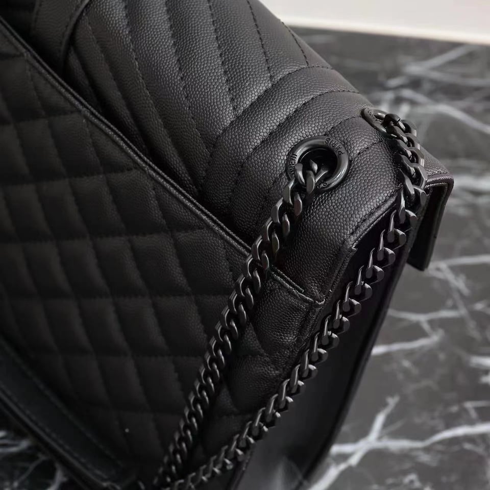 Saint Laurent Envelope Large Bag In Mix Matelasse Grain De Poudre Embossed Leather Black 31Cm view 5