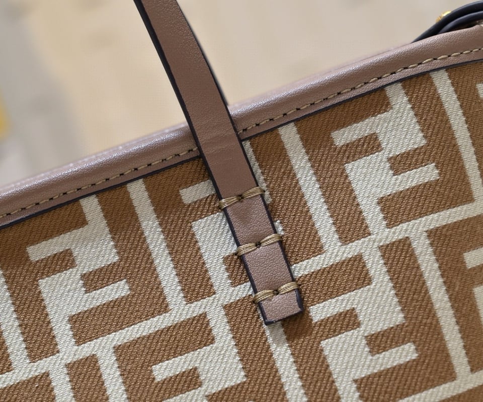 Fendi Roll FF Beige Jacquard Mini Bag 16cm view 8
