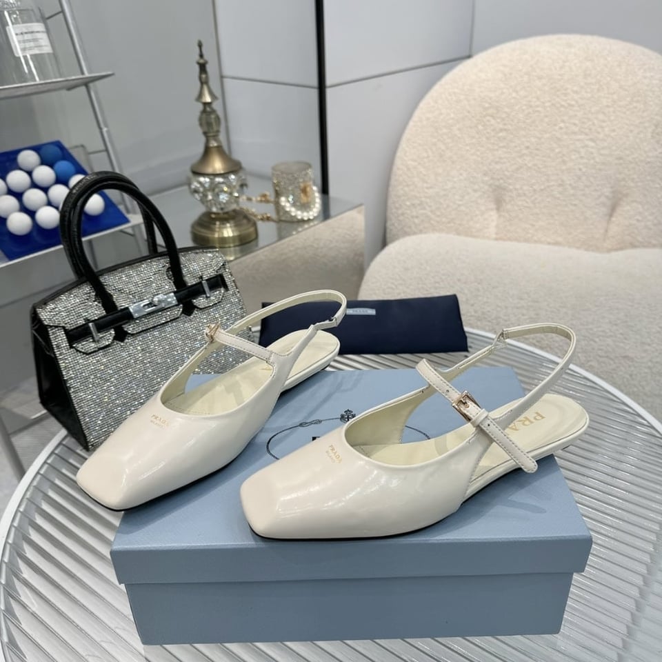 Prada Patent Leather Slingback Ballerinas Ivory 1F828N 069 F0304 F 015 view 4