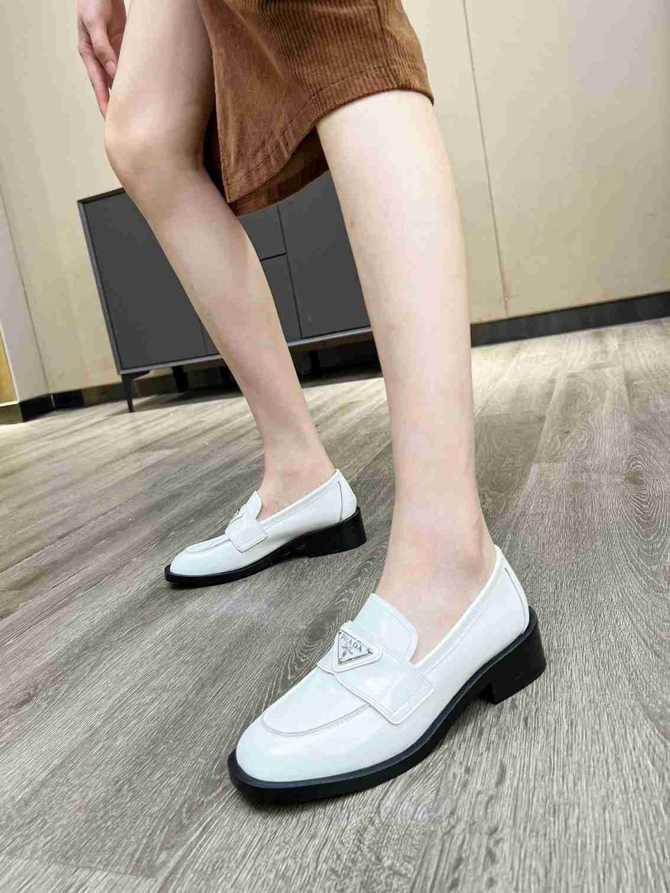 Prada Patent Leather Loafers White 1D902M069F0009F025 view 4