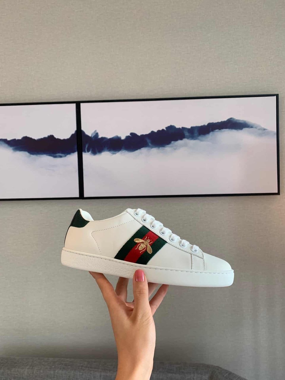 Gucci Ace Embroidered Sneaker Bee White view 4